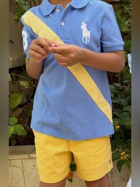 Polo by Ralph Lauren Boys Mesh Cotton Sash Stripe big pony Kids Polo Shirt